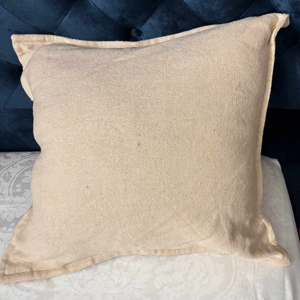 Beige Textured Throw Pillow